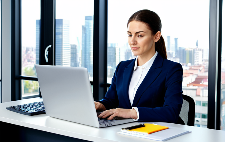 AI 건강 상담 서비스의 장점과 단점 - Modern Office Environment**
"A professional businesswoman, fully clothed in a modest navy blue busi...