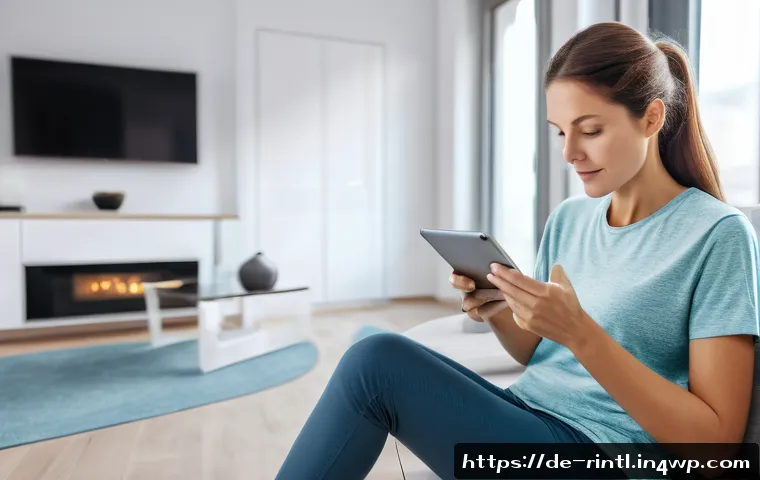 AI 기반 건강 관리 솔루션의 이점 - A modern German urban apartment interior featuring a middle-aged woman wearing a smartwatch and fitn...
